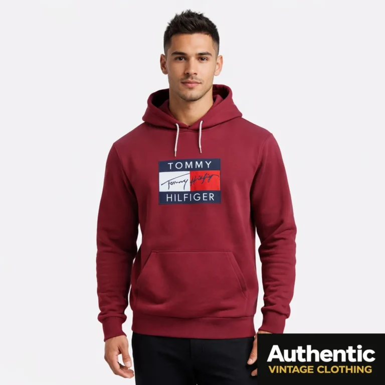 burgundy vintage Tommy Hilfiger hoodie