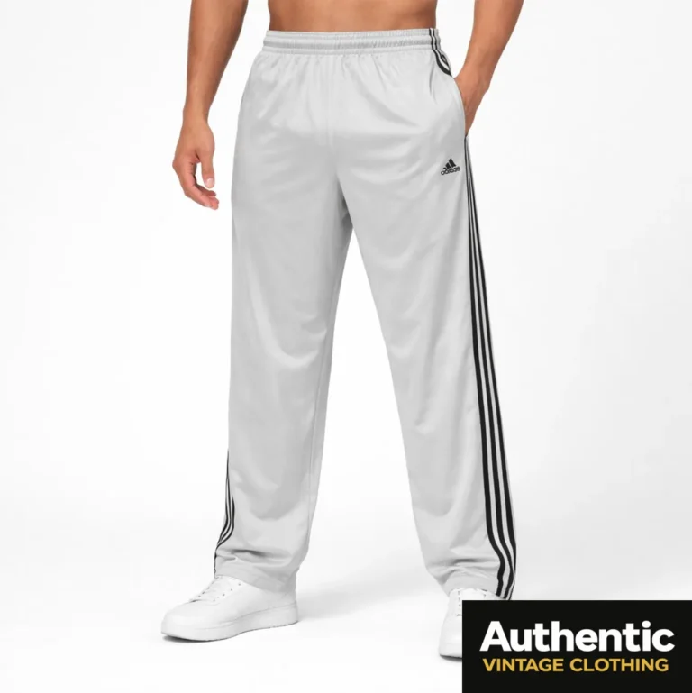 white vintage Adidas tracksuit bottoms