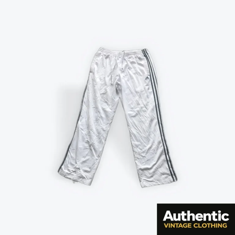 white vintage Adidas tracksuit bottoms